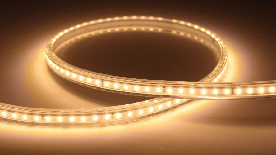 Светодиодная лента, 220V, 2835 120 led, warm white, 120B, IP68 - фото II