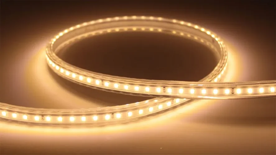 Светодиодная лента, 220V, 2835 120 led, warm white, 120B, IP68 - фото II