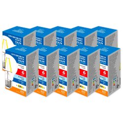 LED-A60-6W-4000K-E27-CL-SLF SET10 Лампа светодиодная, Форма А, прозрачная, Серия Optima Филамент, Белый свет 4000K, Упаковка 10 штук