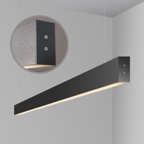 Линейный светодиодный подвесной двусторонний светильник 103см 40Вт 6500К черная шагрень - Фото 4