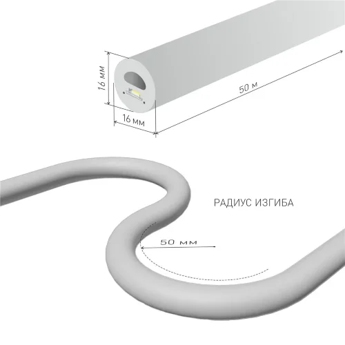 Светодиодный гибкий неон 220 В 9.6 Вт/м 144 Led 2835 IP67, круглый теплый белый 3300 K, 50 м Гибкий неон 220V 9,6W 144Led 2835 IP67 круглый теплый белый, 50 м - фото 6