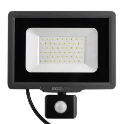 Прожектор светодиодный PFL-C3 SENSOR 50Вт 6500К IP65 ДО закален. прозр. стекло датчик движения инфракрасный Pro JazzWay 5026940A