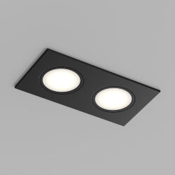 Встраиваемый влагозащищенный светильник PORT, 2?15 Вт макс., LED, GU5.3, IP65, корпус из полимера, цвет чёрный, Denkirs DK3112-BK