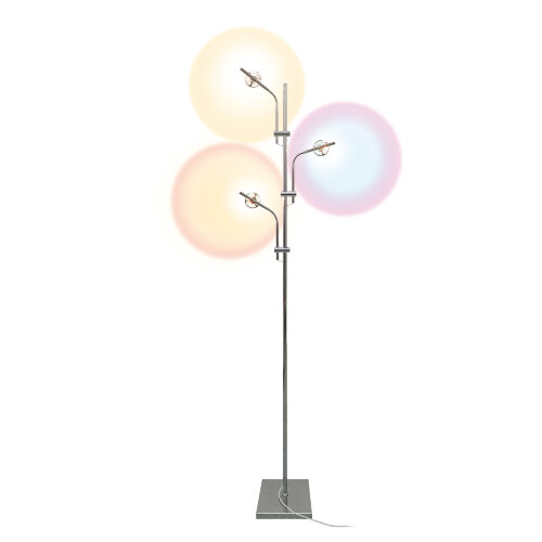 ULM-T641 3x2W-3000K CHROME MULTICOLOR Торшер напольный светодиодный, c регулировкой наклона, с линзами, Сменные светофильтры в-к, Механический выключатель, Металл, Хром - фото 2