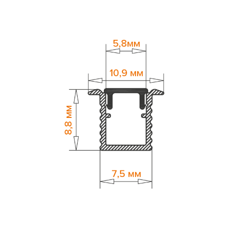 Профиль алюминиевый WOLTA WAP-S-11/9/2000-B встраиваемый черный, 11х9х2000 мм  для узкой ленты шириной 5мм - фото 2.