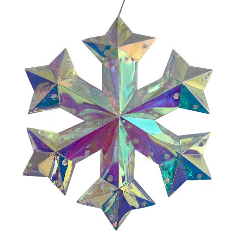 ULD-R512 3АА SNOWFLAKE Светильник декоративный Снежинка, на батарейках 3AA не в-к, 100 светодиодов, Белый свет, Цвет корпуса радужный, TM Uniel - фото 1