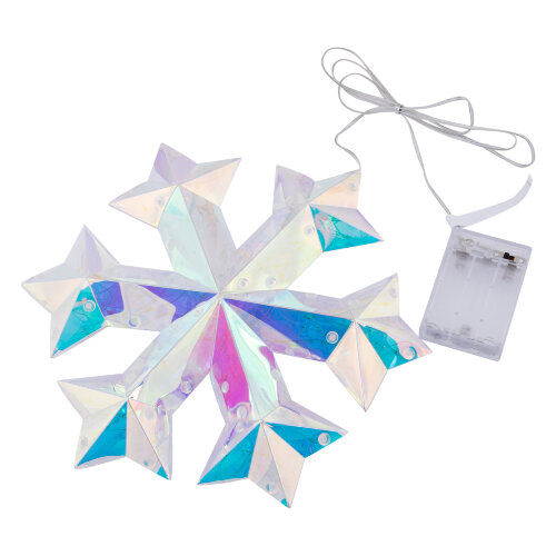 ULD-R512 3АА SNOWFLAKE Светильник декоративный Снежинка, на батарейках 3AA не в-к, 100 светодиодов, Белый свет, Цвет корпуса радужный, TM Uniel - фото 3