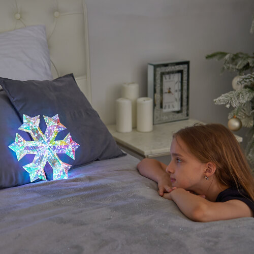 ULD-R512 3АА SNOWFLAKE Светильник декоративный Снежинка, на батарейках 3AA не в-к, 100 светодиодов, Белый свет, Цвет корпуса радужный, TM Uniel - фото 7