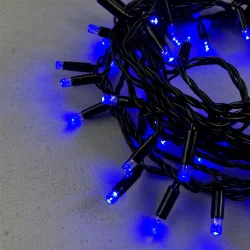 Гирлянда Нить с Колпачком 10м Синяя 24В, 100 LED, Провод Черный ПВХ, IP65
