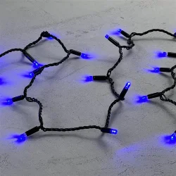 Гирлянда Нить с Колпачком 10м Синяя 24В, 100 LED, Провод Черный ПВХ, IP65