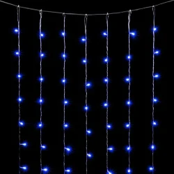 Гирлянда Занавес Облегченный 2 x 3 м Синий 220В, 600 LED, Провод Прозрачный ПВХ, IP54