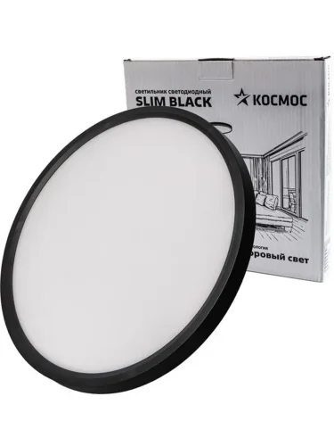 Светильник светодиодный SLIM BLACK 38Вт 4500К IP40 2650лм 230В 400х25мм КОСМОС KSlim38w_B4500K - фото