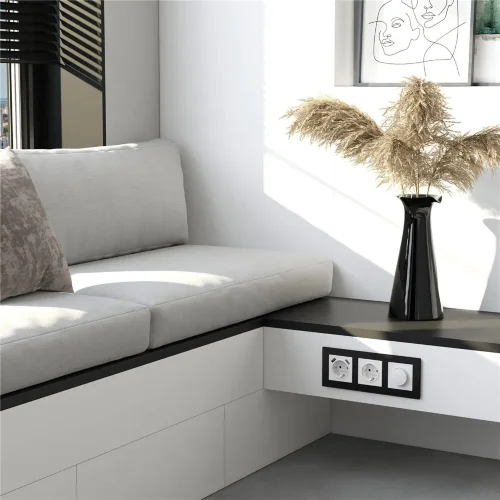 Рамка из стекла на 3 поста Senso черный soft-touch W0033108 - фото 3