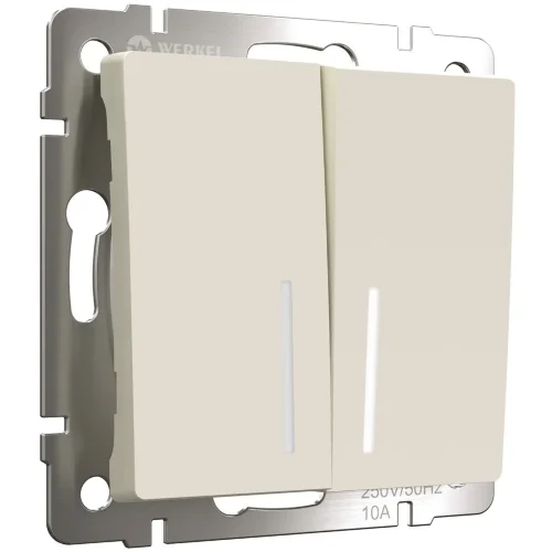 Выключатель двухклавишный с подсветкой (айвори матовый) W1120162 - фото 2