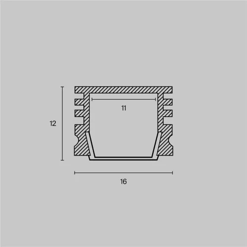 Алюминиевый профиль накладной 16×12 (Серебро, 2 м), ALM005S-2M (Серебро) - фото 2