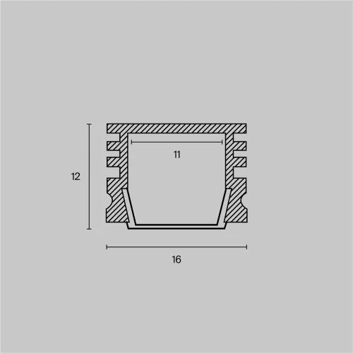 Алюминиевый профиль накладной 16x12 (Серебро, 2 м), ALM005S-2M (Серебро) ALM005S-2M - фото 2