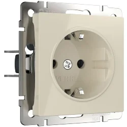Розетка с заземлением, безвинтовой зажим (слоновая кость) W1171303