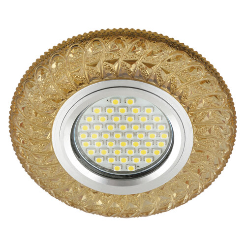 DLS-L144 GU5.3 GLASSY-GOLD Светильник декоративный встраиваемый, серия Luciole, Без лампы, цоколь GU5.3, Доп, светодиодная подсветка 3Вт, Стекло, Зеркальный-светло-желтый - фото 5