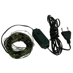 ULD-S2000-200-DGA PK IP20 DEW Гирлянда светодиодная Роса, 20м, 200 светодиодов, Розовый свет, Провод зеленый
