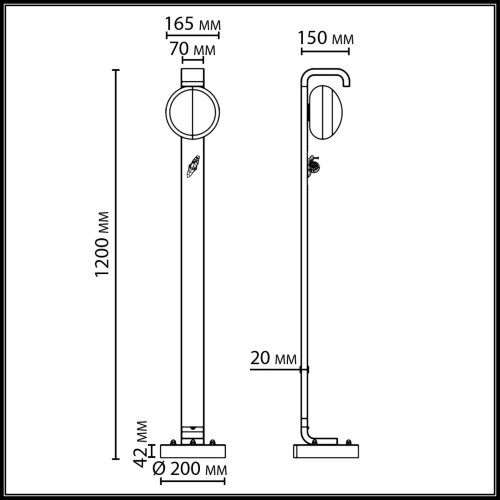 Уличный наземный светильник 120см IP54 «ODEON LIGHT EXCLUSIVE» 5434/1FA, серия: LUMA (крепление на основание). Фото 2.