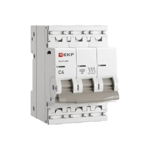 Выключатель автоматический модульный 3п C 6А 6кА ВА 47-63N PROxima EKF M636306C - фото