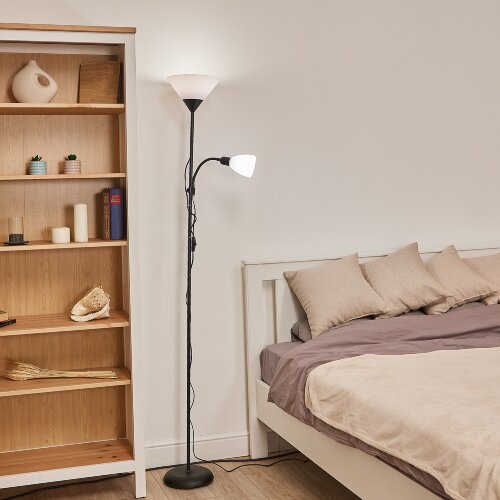 UML-T520 E27+E14 BLACK-WHITE Торшер напольный под лампу Е27 и Е14, 2х60W, Черный-Белый - фото 9