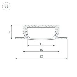 Профиль U-15-IN RAL9005 (с экраном) — 2000мм