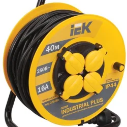 Удлинитель на катушке 4х40м с заземл. 16А IP44 Industrial plus УК40 3х1.5 термозащита IEK WKP15-16-04-40-44