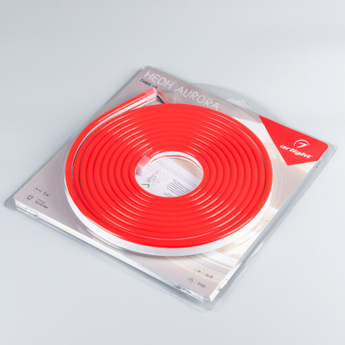 Светодиодная лента герметичная AURORA-PS-A120-16x8mm 24V Red (10 W/m, IP65, 2835, 5m) (Arlight, Силикон) - фото 2