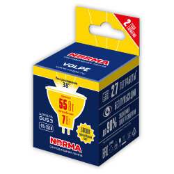 LED-JCDR-7W-3000K-GU5.3-38D-NR Лампа светодиодная, Форма JCDR, матовая, Серия Norma, Теплый белый свет 3000K, Угол свечения 38, Картон