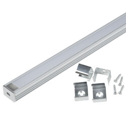 UFE-K10 SILVER-FROZEN 200 POLYBAG Накладной алюминиевый профиль с матовым рассеивателем, 200 см, 2 заглушки+4 крепежа в-к.