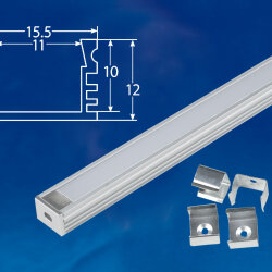 UFE-K10 SILVER-FROZEN 200 POLYBAG Накладной алюминиевый профиль с матовым рассеивателем, 200 см, 2 заглушки+4 крепежа в-к.