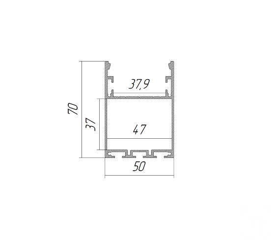 Алюминиевый LED профиль LINE 5070 RAW LT70 (с экраном) — 3000мм - фото 2