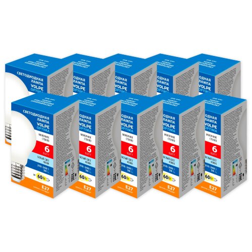 LED-A60-6W-4000K-E27-FR-SLF SET10 Лампа светодиодная, Форма А, матовая, Серия Optima Филамент, Белый свет 4000K, Упаковка 10 штук - фото 1