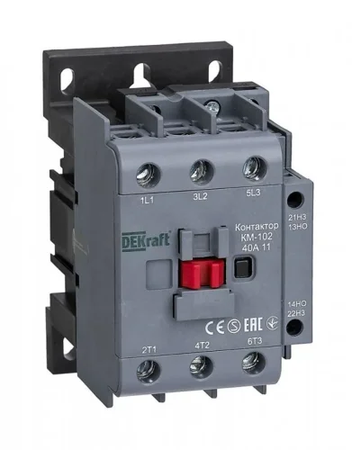 Контактор КМ-102 3п 40А кат. 230В AC 1НО+1НЗ AC-3 AC-4 DEKraft 22006DEK - фото