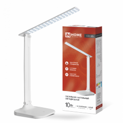 Светильник настольный светодиодный SIMPLE ССО-02Б 10Вт 625Лм сенсор, адаптер БЕЛЫЙ IN HOME