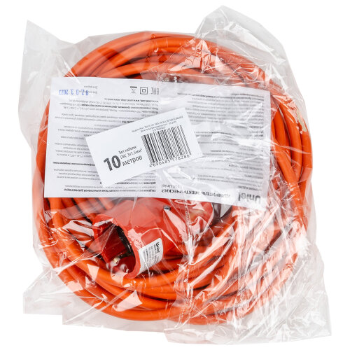 YXз16-101 /UCK-1N/3x1,50/10M/O ORANGE Удлинитель силовой в бухте, c/з, 1гнездо, 10м (ПВС 3х1,50), 16A. Оранжевый. TМ Uniel - фото