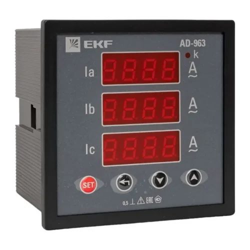 Амперметр цифровой AD-963 3ф на панель 96х96 EKF ad-963 - фото