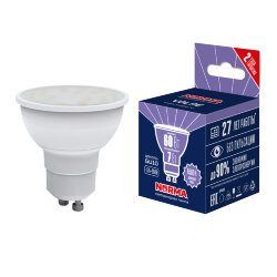 LED-JCDR-7W-6500K-GU10-NR Лампа светодиодная, Форма JCDR, матовая, Серия Norma, Дневной белый свет 6500K, Картон