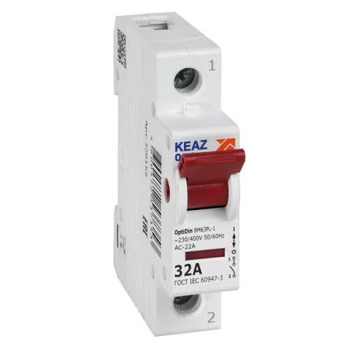 Выключатель нагрузки модульный OptiDin BM63PL-132-УХЛ3 (ВМ63PL) КЭАЗ 328155 - фото