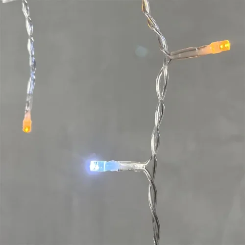 Гирлянда Бахрома 3,1 x 0,5 м Желтая с Мерцанием Белого Диода 220В, 150 LED, Провод Прозрачный ПВХ, IP54. Фото 3.