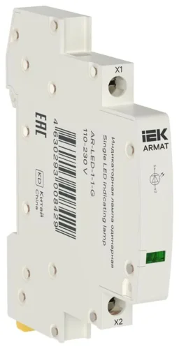 Лампа индикаторная одинарная LED 110-230В AC зел. ARMAT IEK AR-LED-1-1-G - фото
