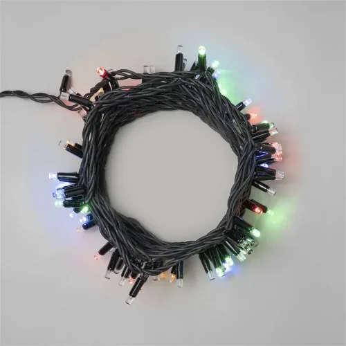 Гирлянда Нить 10м Разноцветная с Мерцанием Каждого Диода 220В, 100 LED, Провод Черный Каучук, IP65. Фото 1.