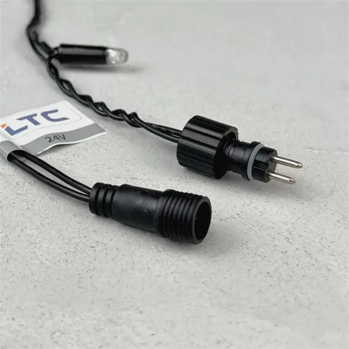 Гирлянда Нить с Колпачком 10м Тепло-Белая 24В, 100 LED, Провод Черный ПВХ, IP65. Фото 4.