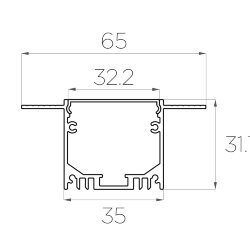 Профиль алюминиевый под шпаклевку LC-LPSH-3265-2 Anod