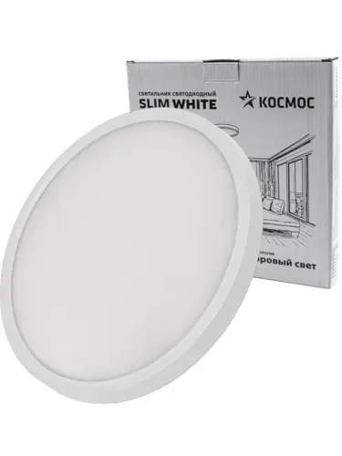 Светильник светодиодный SLIM WHITE 38Вт 4500К IP40 2650лм 230В 400х25мм КОСМОС KSlim38w_W4500K - фото