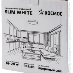 Светильник светодиодный SLIM WHITE 38Вт 4500К IP40 2650лм 230В 400х25мм КОСМОС KSlim38w_W4500K