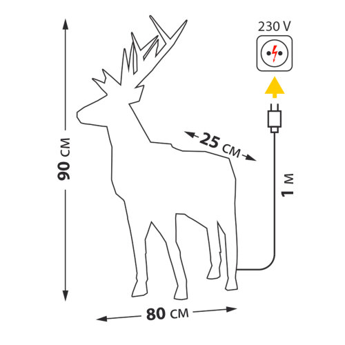 ULD-R501 220V DEER Светильник декоративный Олень, 500 светодиодов, Белый свет, Цвет корпуса радужный, TM Uniel - фото 9