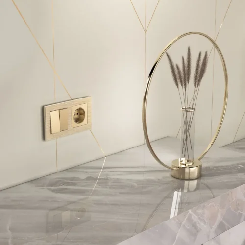 Выключатель двухклавишный проходной (шампань) W1122011 - фото 4