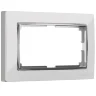 Рамка из поликарбоната для двойной розетки Snabb белый/хром W0081901 - фото